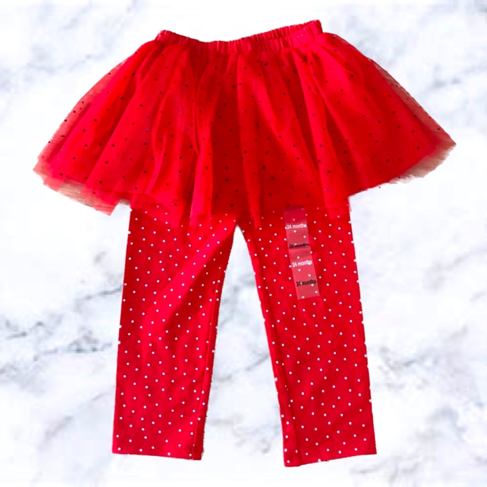 NWT First Impressions Red Tutu and Leggings, 24 m